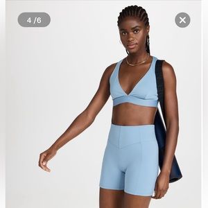 🦋 NWT 🦋 Le Ore Set Ancona Cutout Bra M + Ancona Bike Shorts L - Chambray Blue